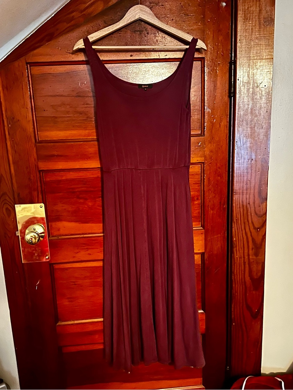 Quince Flowknit Breeze Fit & Flare Dress — Maroon Size M